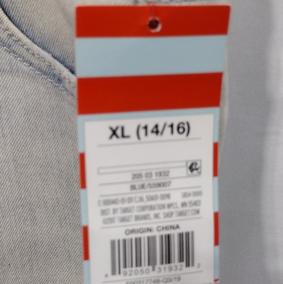 NWT Cat & Jack Girls’ Light Wash Denim Jean Pants Buckle Overalls XL Blue - Picture 6 of 8